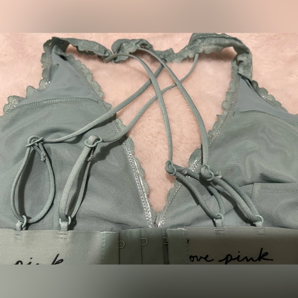 PINK Victoria's Secret Lace Halter Bralette - Mint Green - Picture 5 of 6